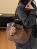 Bolso Tote Retro de Gamuza de Gran Capacidad para Mujer, Bolso de Mano de Moda Estilo Coreano de Nicho, Bolso Cubo Versátil para Hombro