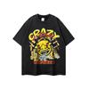 Camiseta de manga corta lavada pesada, desgastada, retro, de calle americana, de marca de moda original, para hombres y mujeres, estilo hip hop, top holgado transfronterizo