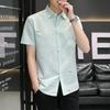 Camisas de Verano de Manga Corta para Hombre Estilo Coreano Slim Modernas Guapas Camisas de Hombre Rayadas Casuales de Negocios de Media Manga