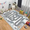 Alfombra grande de dibujos animados con pista para sala de estar, alfombrilla antideslizante resistente al desgaste para mesita de noche de dormitorio, tapete de juegos para sala de padres e hijos de jardín de infantes