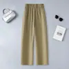 Pantalones casuales rectos de pierna ancha a la cintura, hechos a medida, modernos y versátiles, efecto adelgazante, nueva colección otoño 2026, cintura elástica, adecuados para figuras petite
