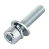 Tornillo Combinado de Acero al Carbono con Cabeza Cilíndrica y Hexágono Interior de Tres Piezas, Grado 8.8, Zincado Azul y Blanco, M3-M12, Venta al por Mayor
