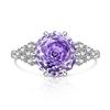 Anillo de Piedra Preciosa de Color Corte Rosa Tiktok Xiaohongshu Moda Transfronteriza Europea y Americana Diamante de Alto Carbono Simple Joyería Transmisión en Vivo Dropshipping