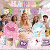 Amazon Sanrio Cinnamoroll Kt Cat Decoración de Fiesta de Cumpleaños Infantil Platos de Papel Desechables Lindos de Dibujos Animados