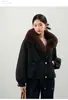 Nuevo Modelo 2026: Parka Gruesa, Corta y de Moda, Holgada, con Cuello de Piel Sintética de Zorro, Chaqueta Versátil para el Trabajo