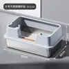 Bandeja de arena para gatos de acero inoxidable, estilo abierto, de lados altos, extragrande, anti-salpicaduras, profundizada, inodoro para gatos semicerrado, accesorios para mascotas