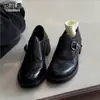 Zapatos Mocasines de Cuero Genuino Hebilla Vintage Slip-on Tacón Grueso Zapatos Individuales para Mujer 2026 Otoño/Invierno Nuevo Estilo Británico Zapatos Pequeños de Cuero