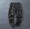 Overol estilo japonés de algodón pesado lavado con cordones en el tobillo para hombre, grueso, color caqui, corte tridimensional, multibolsillos, pantalones casuales para exteriores
