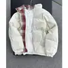 Chaqueta de retazos a cuadros estilo americano transfronteriza de ajuste limpio, chaqueta acolchada de algodón, otoño e invierno, holgada, tacto de alta gama, chaqueta acolchada de algodón engrosada, prenda de abrigo