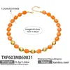 Collar de acero inoxidable con cuentas ovaladas multicolor transfronterizo europeo y americano, pulsera de cadena para clavícula de mujer de nicho de lujo ligero