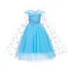Comercio Exterior Transfronterizo Vestido Reina de Hielo Vestido Tutú con Capa Frozen Elsa Vestido de Princesa