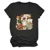 Camiseta redonda de manga corta para mujer, de moda y única, con diseño de calavera, cabeza de toro, floral, suculentas, estilo europeo y americano, del sitio independiente Amazon Wish