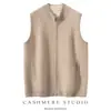 Chaleco Cárdigan de Capa de Aire Engrosado de Invierno 100% Cachemira Pura Suéter de Cuello Alto Medio para Hombre Chaleco de Punto con Cremallera Informal