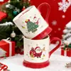 Taza de Agua Doméstica Creativa Estilo Americano de Dibujos Animados Navideños, Regalo de Alto Valor para Evento Navideño, Taza de Cerámica Souvenir