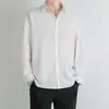 Camisa masculina casual estilosa, comércio exterior transfronteiriço, tamanho grande, manga longa, camisa preta de verão, fluida, sem rugas, corte solto