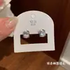 Nuevos Postes de Aretes Ovalados de Circonia Bicolor Dorado y Plateado para Mujer Personalidad Simple Dulce Fresco Sentido del Diseño Moda Versátil Aretes al por Mayor