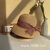Nuevo sombrero de paja decorado con lazo para mujer, sombrero de sol versátil de ala ancha para salidas de vacaciones de verano en la playa
