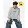 Nova blusa de moletom masculina outono e inverno, gola redonda, estilo étnico desgastado com bordado de letras, pulôver de corte solto para adolescentes, tamanho grande