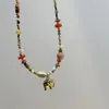 Collar Gargantilla de Piedras Naturales Coloridas Hecho a Mano con Cuentas Lujo Ligero Personalidad de Nicho Nuevo Estilo Chino Perla Turquesa Accesorio Versátil