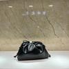 Bolsa Feminina de Couro Genuíno com Design de Nicho, Ombro Transversal, Tipo Dumpling, Clutch, Couro de Vaca, Nuvem, Plissada, Axila, Pequena