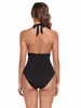 2026 Nuevo Estilo Traje de Baño de una Pieza Triángulo al por Mayor Adulto Conservador Sexy Europeo y Americano Comercio Exterior Personalizado Playa Color Sólido Cuello Halter