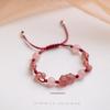 Pulsera de Cristal Rosa Cristal Fresa Amor Ronda Sueño para Mujer Hebilla Pixiu Cuerda Roja