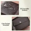 Cartera de Hombre Amazon Patrón Creativo Gran Capacidad Cuero de Vaca Imitación Cera de Aceite Cabeza de Cocodrilo Prensada Cartera Corta con Cremallera