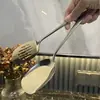 Espátula Pequeña de Acero Inoxidable Tamaño Pequeño Dormitorio Estudiantil Mini Espátula para Saltear Cocina Cocinar Olla Seca Teppanyaki Pequeños Utensilios de Cocina