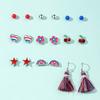 Pendientes de Festival Transfronterizos para el Día de la Independencia Estadounidense Rojo Blanco Azul Borla Festival Pendientes del Día de la Independencia