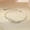 Pulseira Quadrada de Prata Esterlina S925 Estilo Coreano Estilo Mori Borboleta Flor Fresca para Mulheres Exquisita Microcravejada com Zircônia para Estudantes