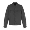 Magic Bear 2026 Outono Nova Jaqueta Camisa Estilo Workwear Vintage Estilo Hong Kong Tendência Nacional Camisa de Manga Longa Lavada Desgastada