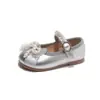 Zapatos de piel para niña, zapatos de princesa con moños, estilo Mary Jane, zapatos de piel para niños de primavera y otoño para combinar con faldas, zapatos de actuación
