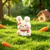 Paisaje miniatura 3D resina pajarita conejo figura de animal lindo adorno para escritorio y coche manualidad