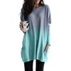 2025 Amazon Ebay Aliexpress Europeos y Americanos Color Degradado Manga Larga Casual Bolsillo Camiseta Tops Ropa de Mujer en Stock