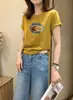 Camiseta de algodão canelado 220g para mulheres, venda direta do mercado da Rua Treze de Guangzhou, top justo de manga curta, fornecimento exclusivo da segunda leva de verão