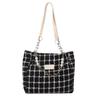 Bolso de Mano Simple a Cuadros 2025 Decoración de Cadena de Moda Gran Capacidad Bolso Tote de Hombro para Mujer Europeo y Americano