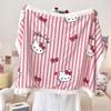 Manta Cálida Gruesa de Terciopelo de Leche Compuesto con Terciopelo de Cordero para Otoño e Invierno Manta de Dibujos Animados Sanrio Kuromi Comercio Exterior Transfronterizo
