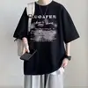 Marca Americana de Moda de Rua Camisetas Retrô de Manga Curta para Homens e Mulheres no Verão Estilo Preguiçoso Solto Tendência Tops de Meia Manga para Casais