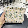 Bolsa de Cosméticos de Lona de Gran Capacidad Estilo Ins, Bolsa de Aseo, Bolsa para Productos para el Cuidado de la Piel, Bolsa para Cosméticos, Bordado de Margarita Pequeña, Clutch Portátil