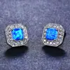 Pendientes Cuadrados de Ópalo Blanco K de Venta Caliente Transfronterizos, Joyería de Moda de Lujo Ligero para Commuter para Mujeres, Dropshipping, Venta al por Mayor
