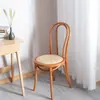 Cadeira de Jantar de Madeira Maciça Nórdica Sem Braços Cadeira com Encosto de Mobília Criativa Cadeira Individual Casual de Rattan