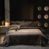 Juego de ropa de cama jacquard de cuatro piezas teñido en hilo de algodón de fibra larga estilo vintage 100S, juego de ropa de cama de modelo de lujo ligero de alta gama