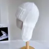 Gorro de Punto Suave y Esponjoso con Mezcla de Pelo de Conejo para Mujer, Cálido Gorro con Orejeras para Otoño e Invierno, Lindo Gorro Protector para Orejas, Gorro de Aviador, Moderno
