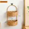 Cesta Tecida Nórdica Cozinha Cesta de Armazenamento de Gengibre e Alho Cesta Vintage de Parede Cesta Pequena Portátil para Flores Cesta Suspensa para Utensílios de Cozinha