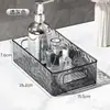 Cesta de armazenamento de cosméticos acrílica de alto valor luxo leve padrão glaciar caixa de armazenamento empilhável transparente para mesa