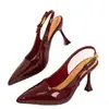 Sapatos de Salto Alto Apontados Femininos Plus Size Moda 2025 Nova Chegada Estampa de Leopardo Salto Sandálias Femininas Transfronteiriças