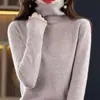 2026 Otoño/Invierno Nuevo Estilo Coreano Suéter de Cuello Alto Jersey Borde Enrollado Ajuste Delgado Camisa Base de Punto para Mujer