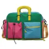 Bolsa de pañales tipo momia Color Block Dopamina Multibolsillo Gran Capacidad Portátil de Hombro Bolsa para Parto de Madre y Bebé Bolsa de Almacenamiento para Viajes Cortos