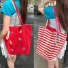 Bolsa de lona bordada con cachorro lindo para mujer, bolsa de mano tipo tote de gran capacidad estilo coreano, bolso de hombro para estudiante para la escuela y el trabajo
