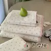 Juego de Cubrecama y Colcha de Algodón Puro Estilo Coreano, Juego de Cuatro Piezas, Cubrecama de Algodón Puro de Doble Cara para Tatami, Sábana Acolchada Antideslizante 4